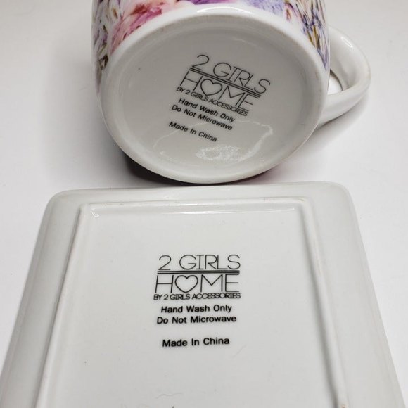 Ceramic Mug Tea Dish Set Gift Box Monogram J Coffee or Tea Saucer NOS Boxed - Picture 3 of 8